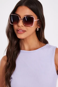 Quiz Holiday Accessories>Pink Oversized Sunglasses
