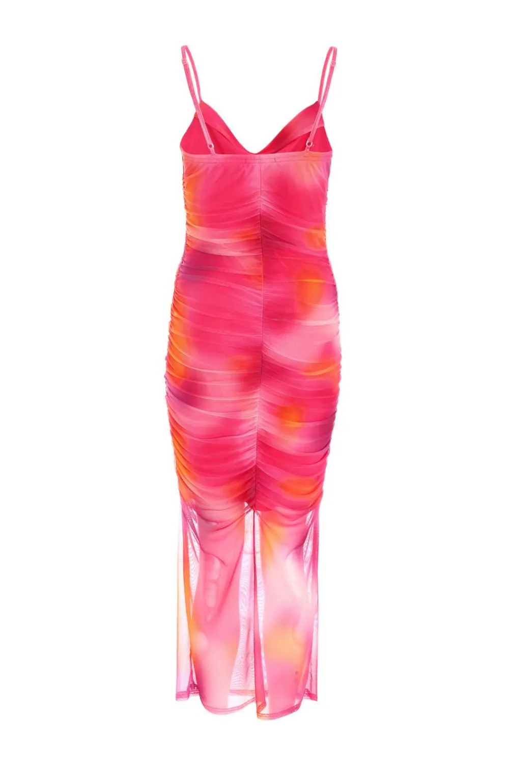 Quiz Holiday|Summer Dresses>Pink Print Mesh Cowl Neck Midaxi Dress