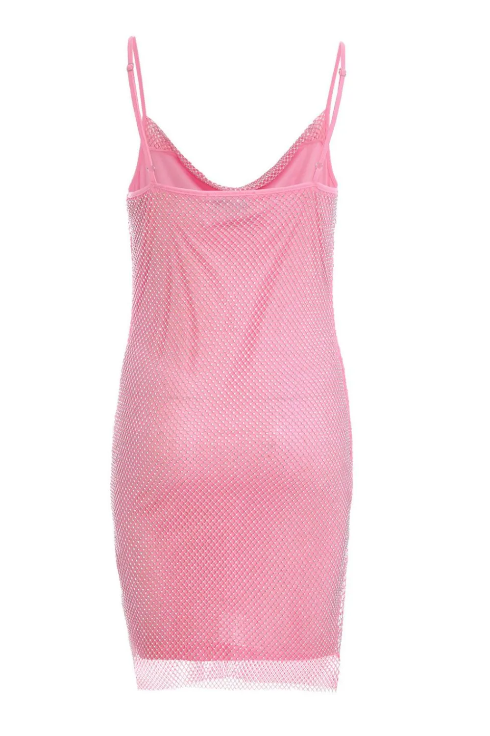Quiz Holiday|Summer Clothes>Pink Rhinestone Cowl Neck Dress