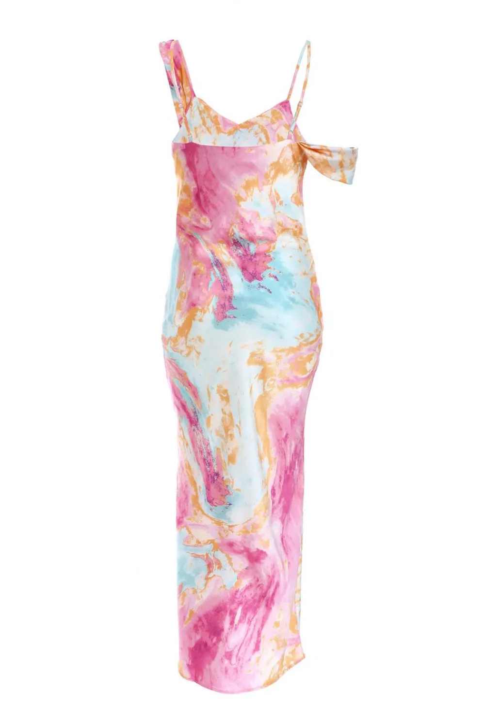 Quiz Holiday|Wedding Guest Dresses>Pink Satin Marble Print Midaxi Dress