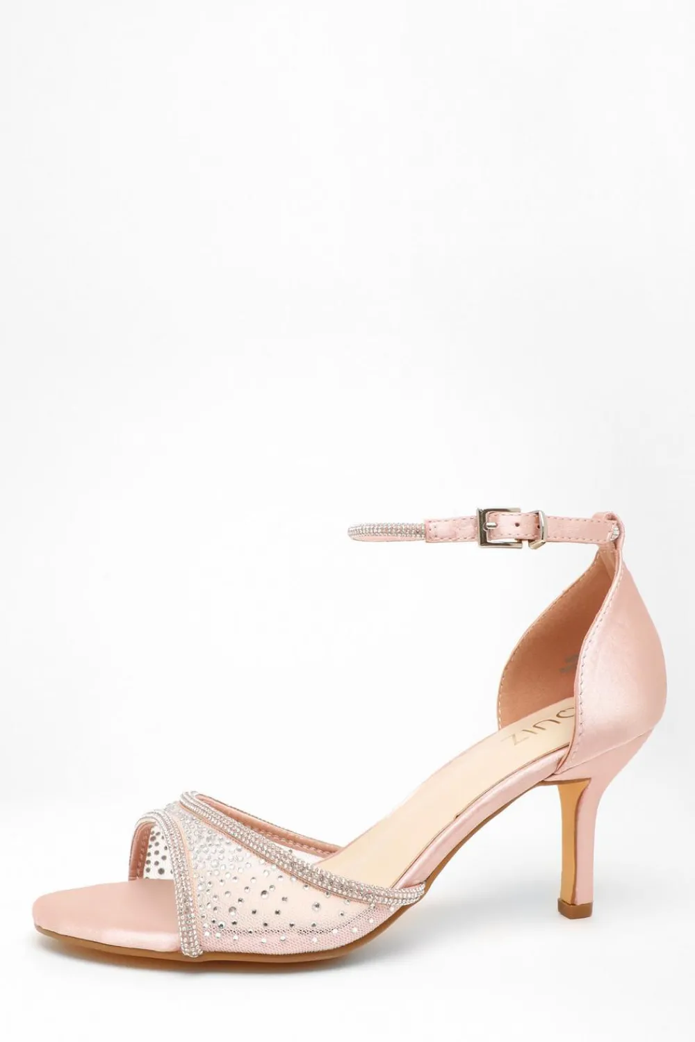 Quiz Shoe & Bag Sets|Occasion Shoes>Satin Mesh Diamante Heeled Sandal