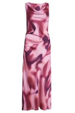 Quiz Day At The Races|Christening Guest>Pink Satin Printed Midaxi Dress
