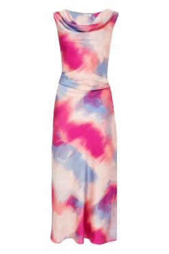 Quiz Day At The Races|Christening Guest>Pink Satin Tie Dye Midi Dress