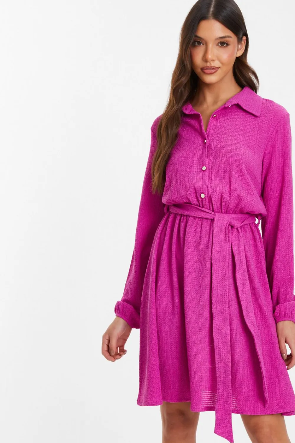 Quiz Summer Dresses|Pink Dresses>Pink Shirt Mini Dress