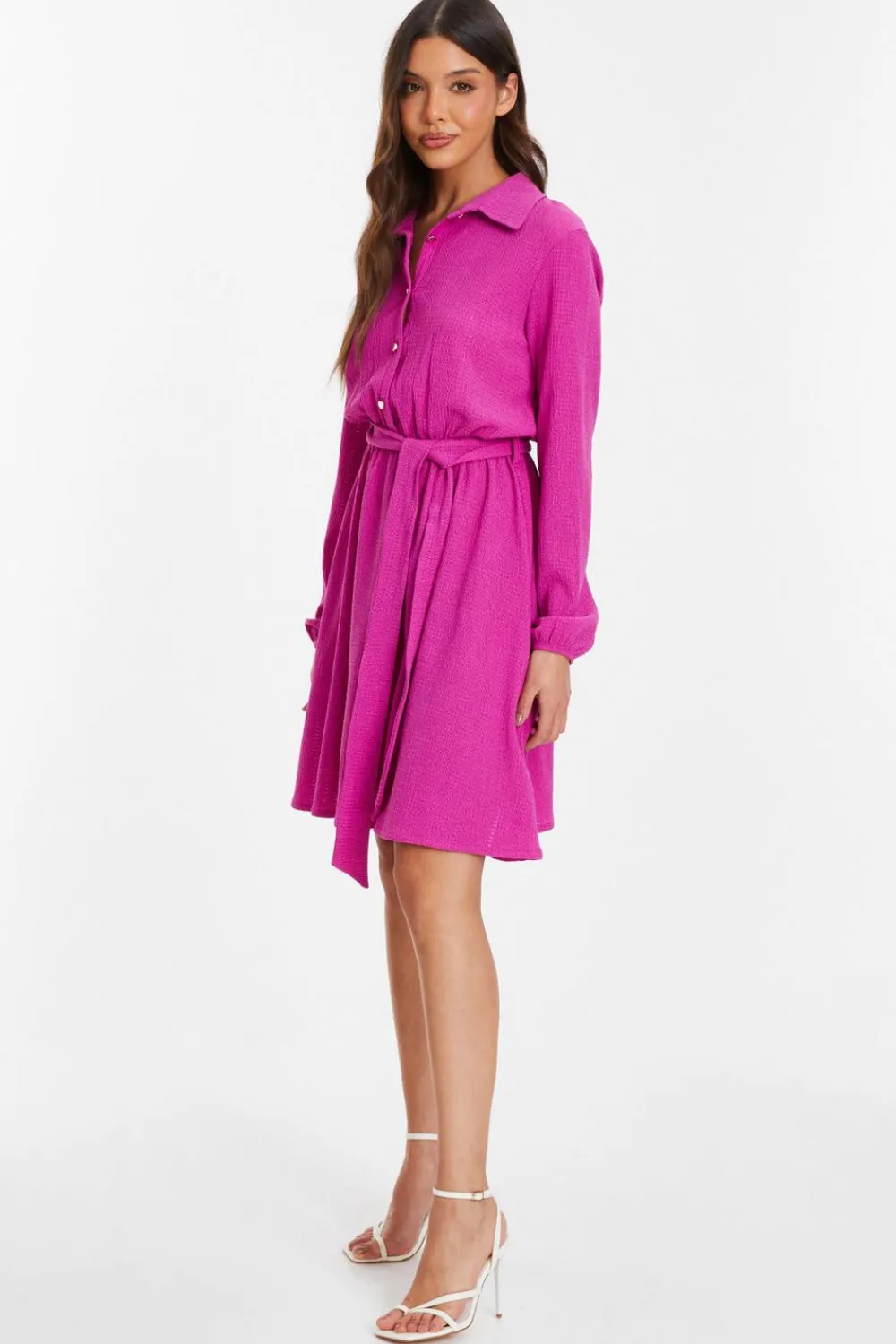 Quiz Summer Dresses|Pink Dresses>Pink Shirt Mini Dress