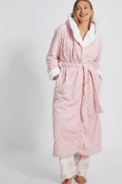 Quiz Nightwear>Pink Textured Fleece Robe