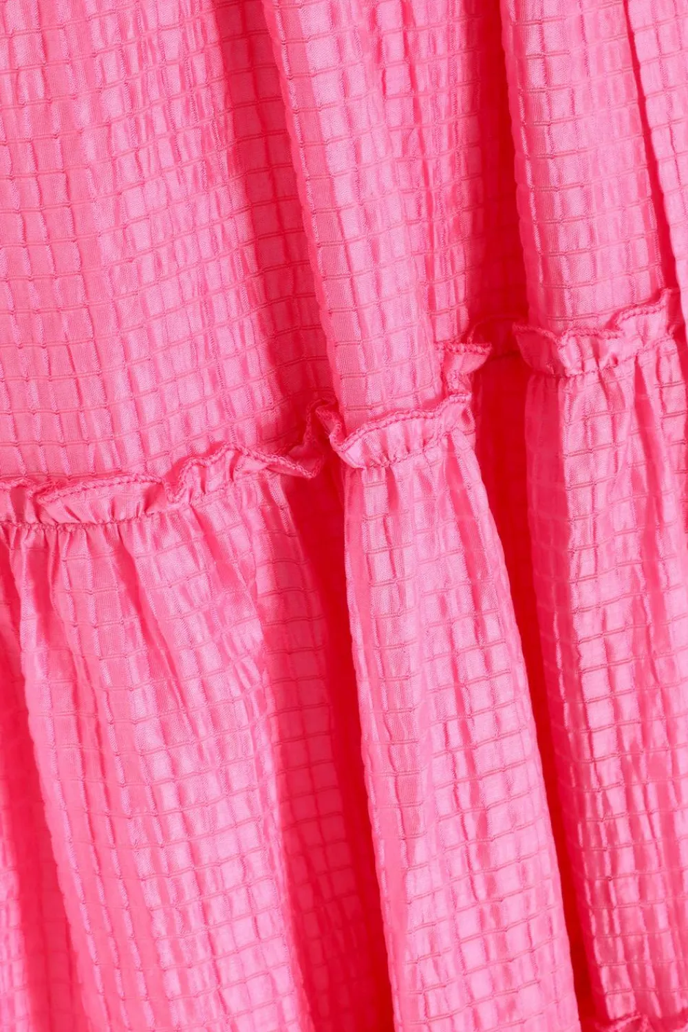 Quiz Summer Clothes|Summer Dresses>Pink Textured Frill Skater Midi Dress