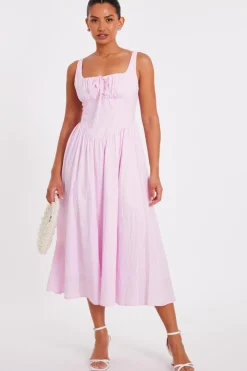 Quiz Summer Clothes|Holiday>Pink Textured Midaxi Dress
