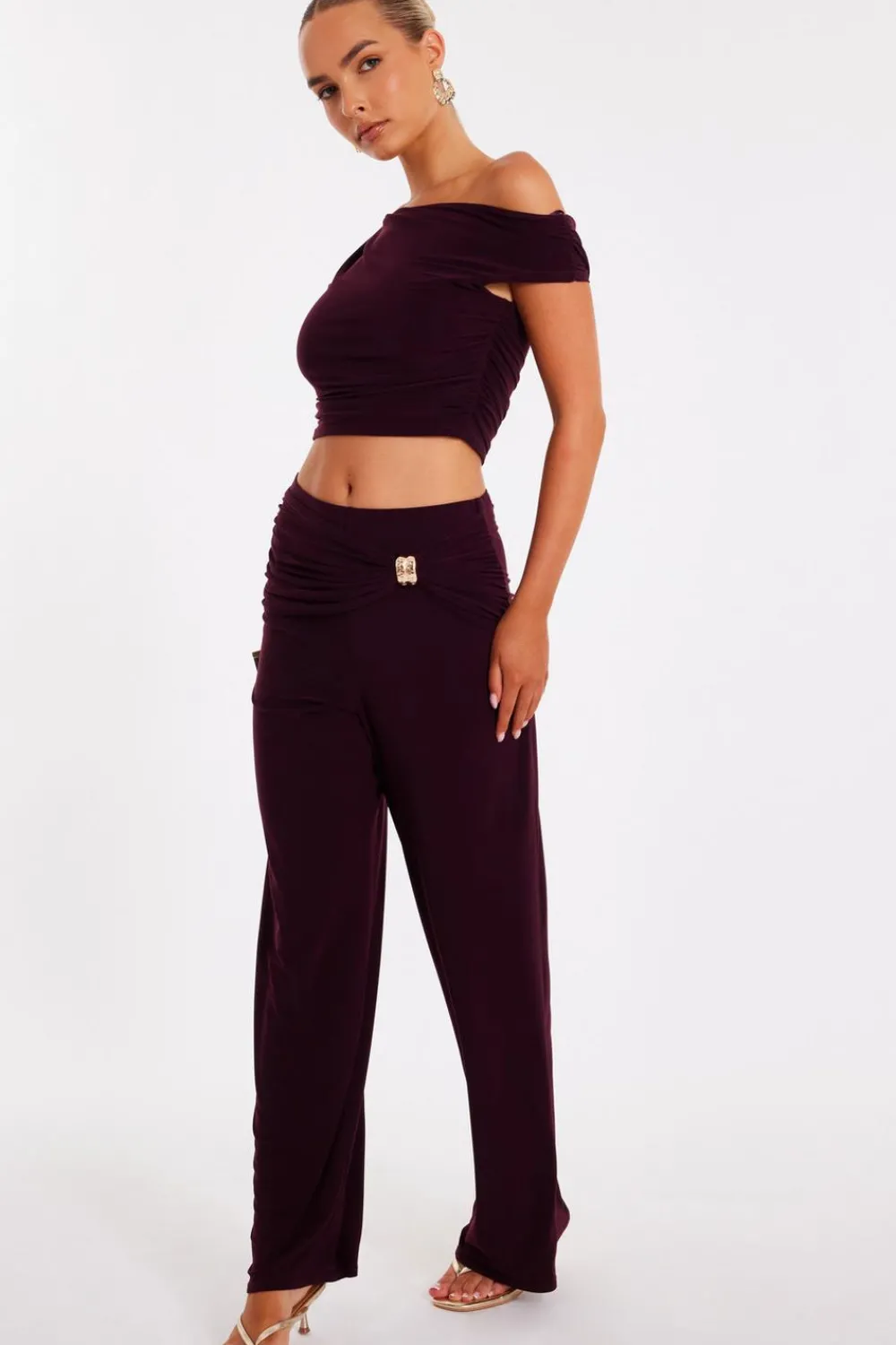 Quiz Trousers|Going Out>Buckle Wide Leg Trousers