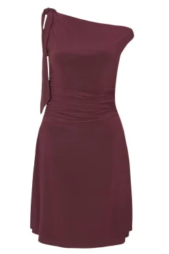 Quiz Trending: Red|Going Out>Plum Tie Shoulder Mini Dress