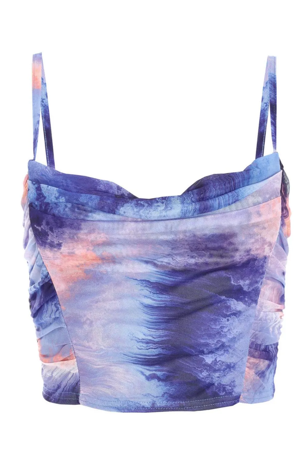 Quiz Summer Tops|Going Out Tops>Purple Mesh Tie Dye Top