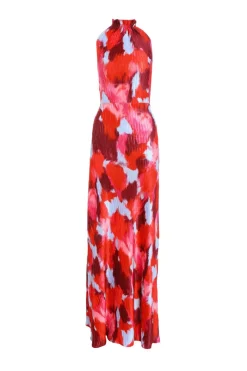 Quiz Trending: Red|Summer Clothes>Red Abstract Print Pleated Maxi Dress