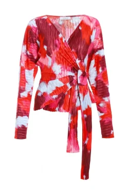 Quiz Trending: Red|Summer Clothes>Red Abstract Wrap Top