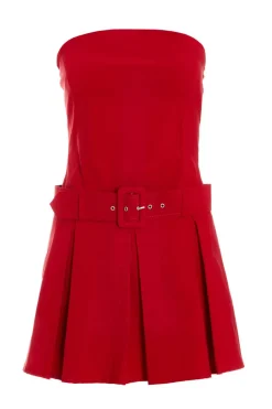 Quiz Trending: Red|Playsuits>Red Bandeau Belted Playsuit