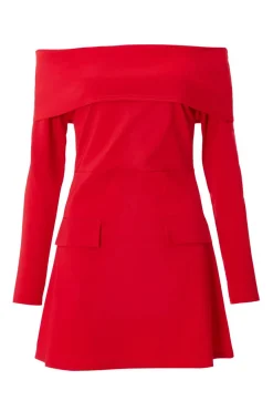 Quiz Trending: Red|Going Out>Red Bardot Long Sleeve Mini Dress