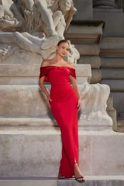 Quiz Prom Dresses|Prom & Ball>Red Bardot Ruched Maxi Dress