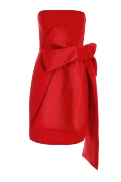 Quiz Christening Guest|Trending: Red>Red Bow Strapless Bodycon Dress