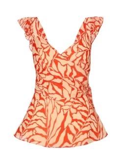 Quiz Summer Tops|Going Out Tops>Red Chiffon Floral Tie Top