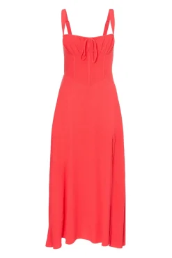 Quiz Trending: Red|Summer Clothes>Red Corset Detail Midaxi Dress