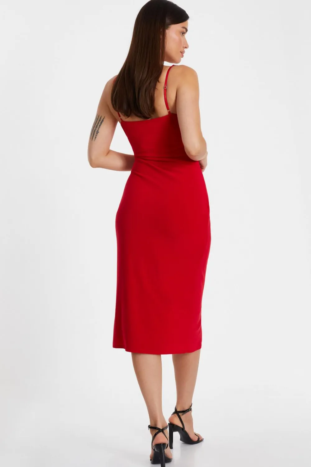 Quiz Evening Dresses|Trending: Red>Diamante Strap Midi Dress