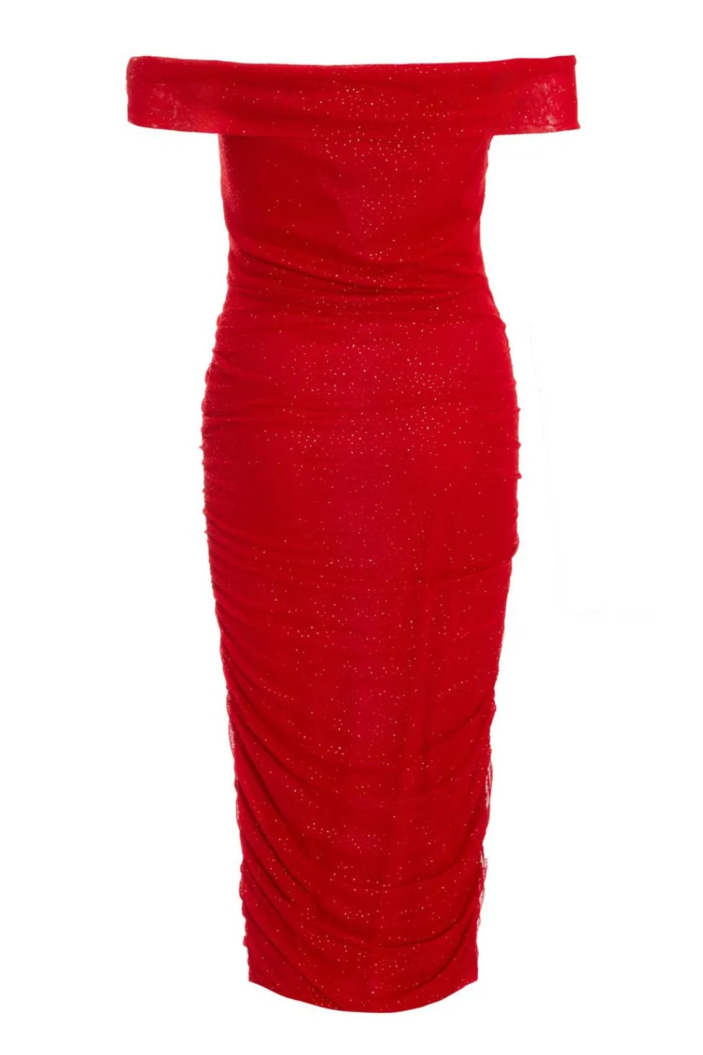 Quiz Trending: Red|Red Dresses>Red Glitter Mesh Midi Dress
