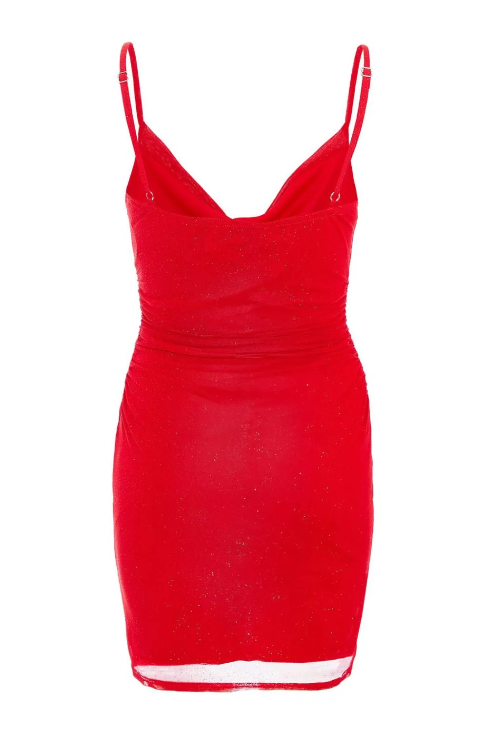Quiz Trending: Red|Going Out>Red Glitter Mesh Mini Dress