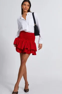 Quiz Trending: Red|Skirts>Glitter Shir Waist Skirt