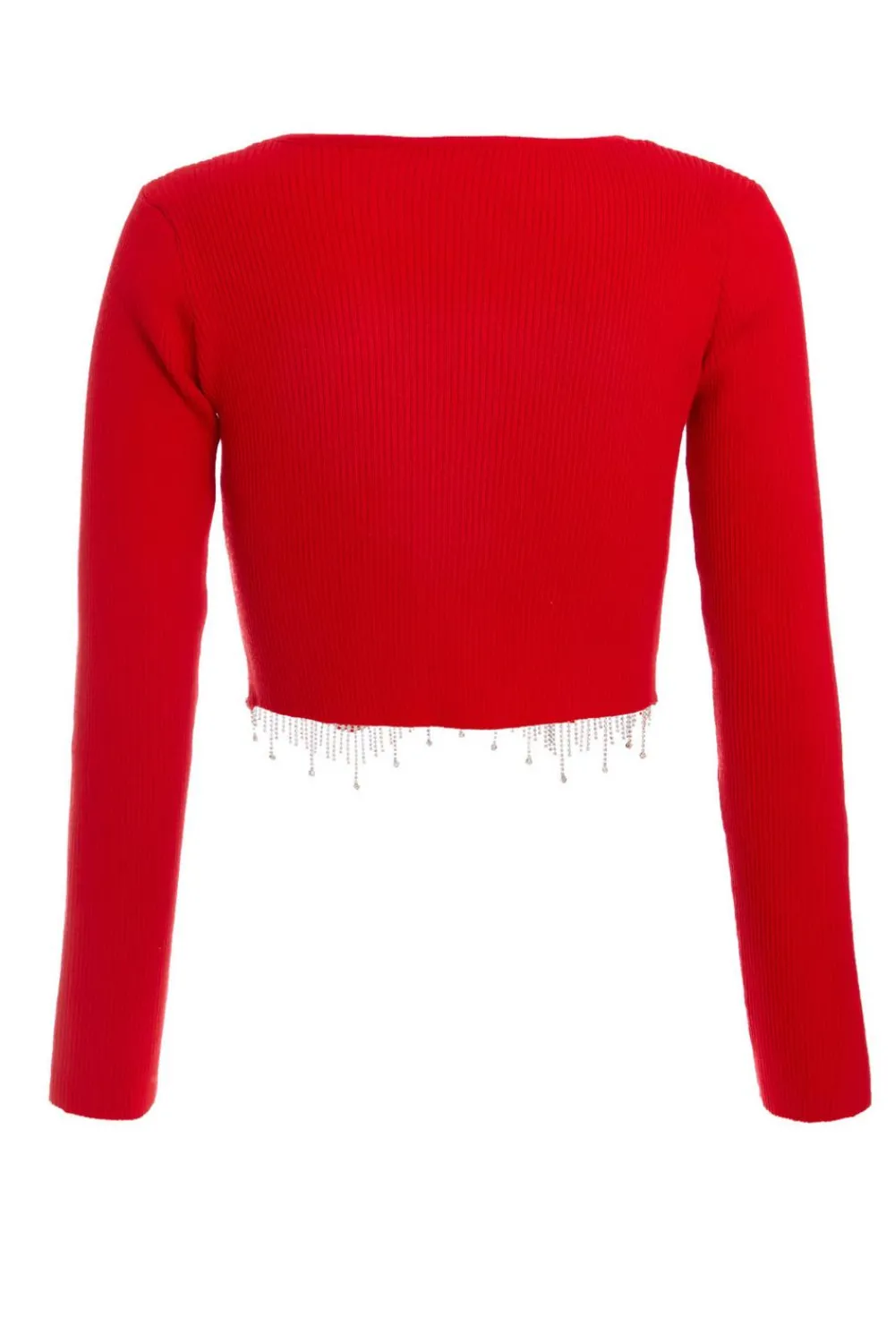 Quiz Going Out Tops|Crop Tops>Knit Diamante Crop Top