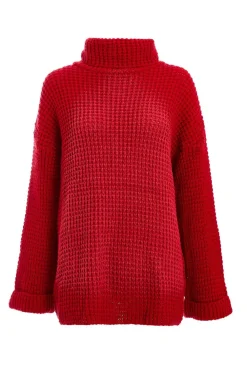 Quiz Trending: Red|Knitwear>Knitted Roll Neck Jumper