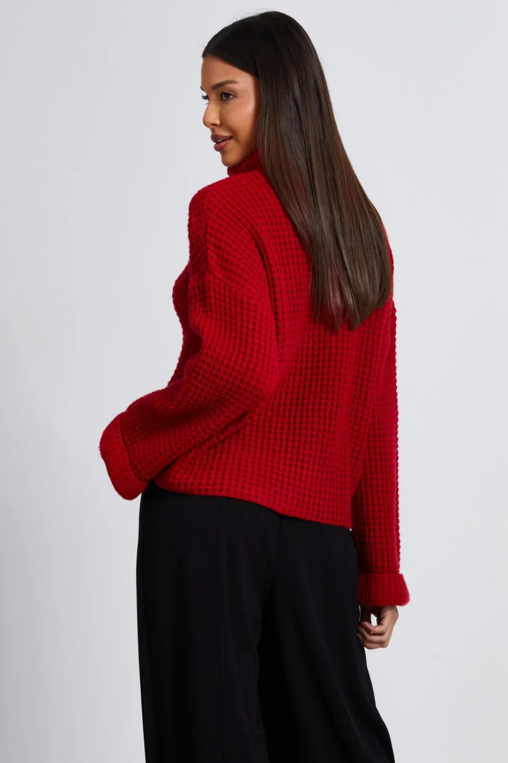 Quiz Trending: Red|Knitwear>Knitted Roll Neck Jumper