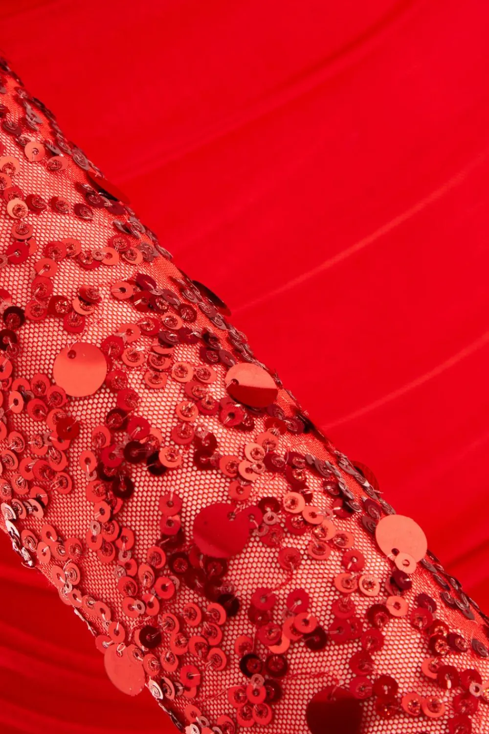 Quiz Trending: Red|Red Dresses>Red Mesh Embellished Sleeves Mini Dress