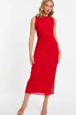Quiz Trending: Red|Red Dresses>Red Mesh Midaxi Dress