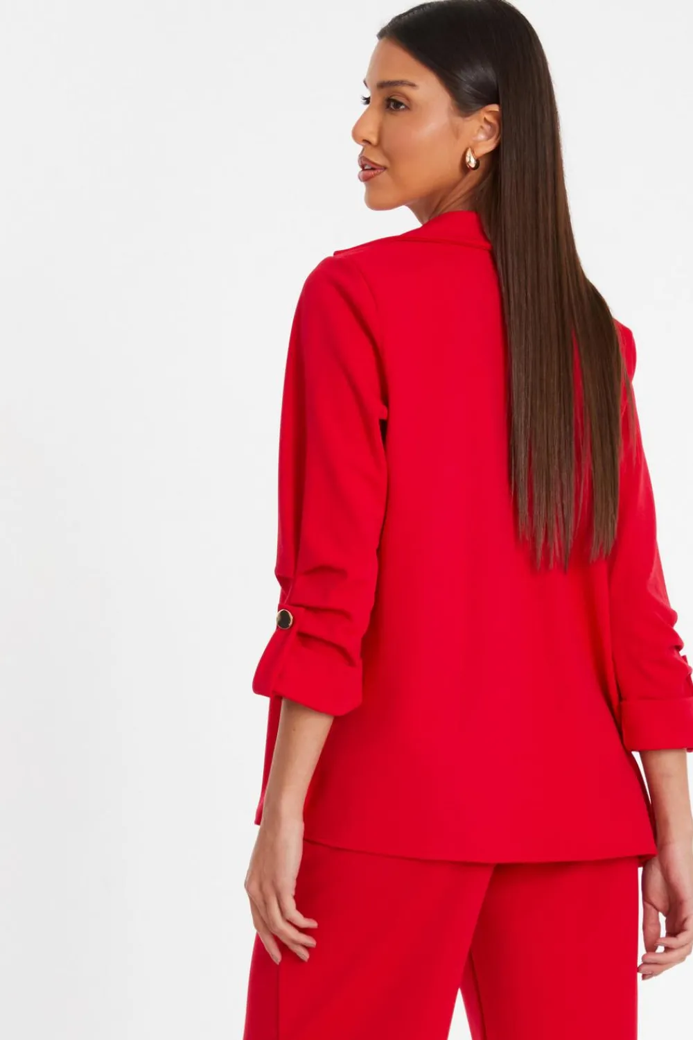 Quiz Workwear|Trending: Red>Ruched Sleeve Tailo Blazer