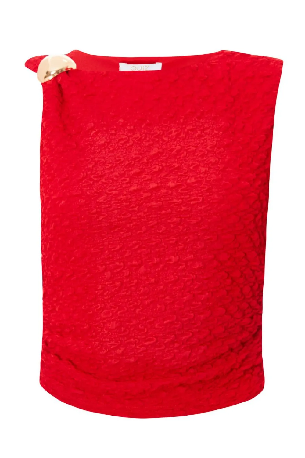 Quiz Going Out Tops|Crop Tops>Red Textured Crop Top