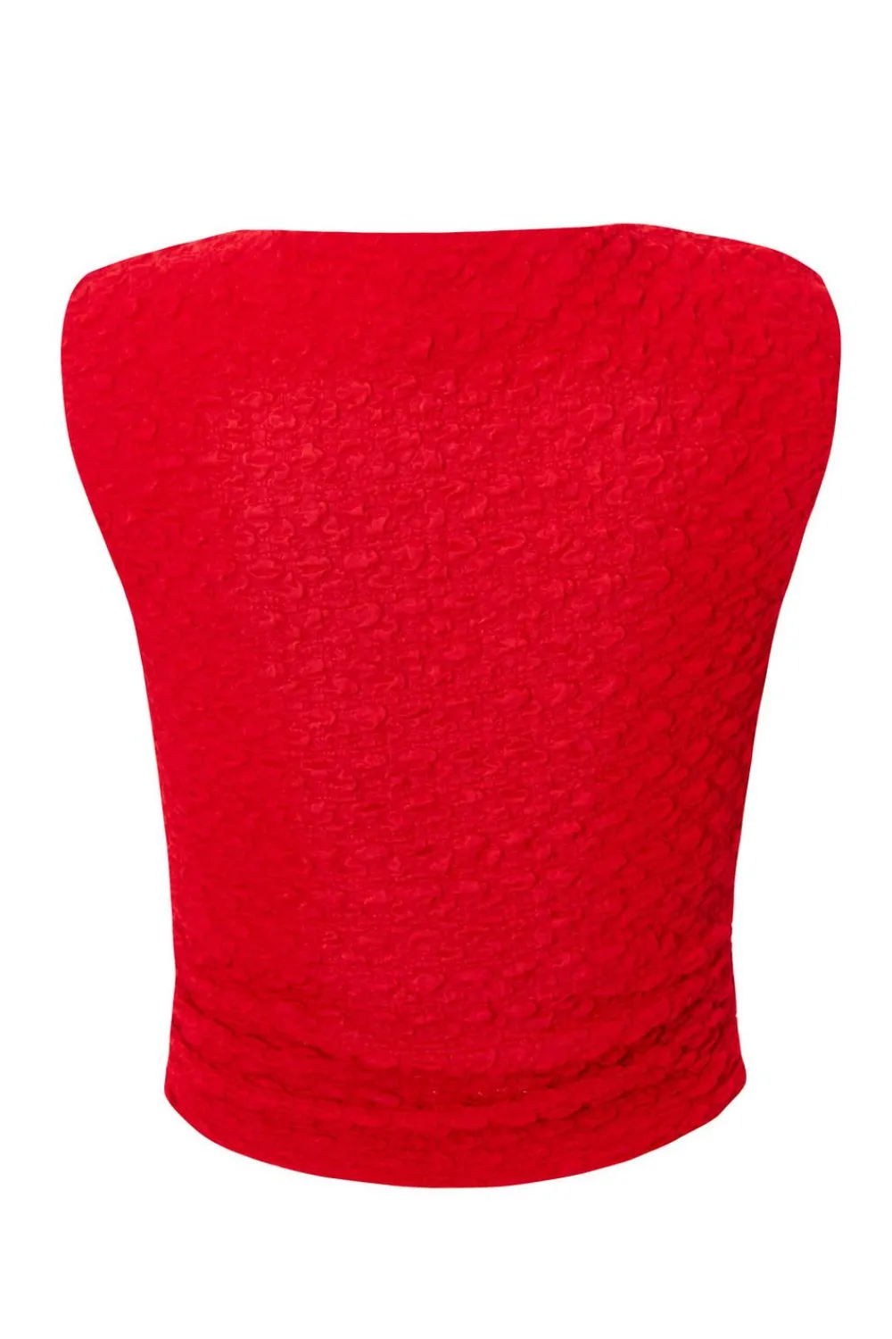 Quiz Going Out Tops|Crop Tops>Red Textured Crop Top