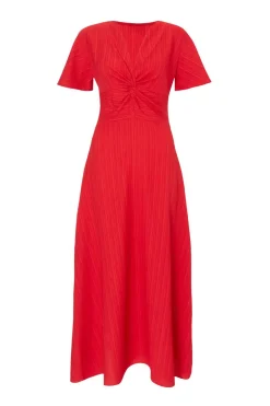 Quiz Trending: Red|Summer Clothes>Red Textured Knot Midi Dress
