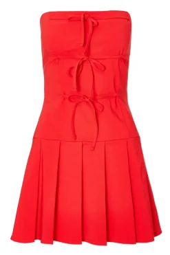 Quiz Trending: Red|Going Out>Tie Front Mini Dress