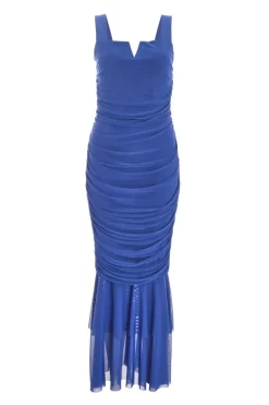 Quiz Wedding Guest Dresses|Ruffle Dresses>Royal Blue Mesh Frill Hem Midaxi Dress