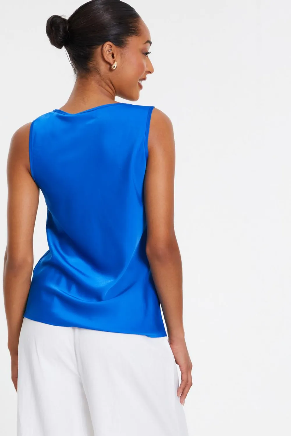 Quiz Summer Tops|Tops>Royal Blue Satin Vest Top