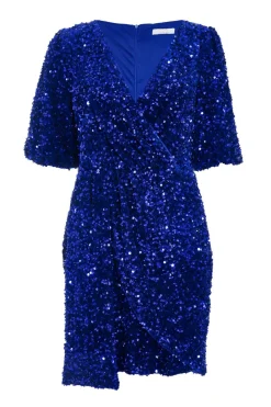 Quiz Occasion Dresses|Mini Dresses>Royal Blue Sequin Wrap Mini Dress