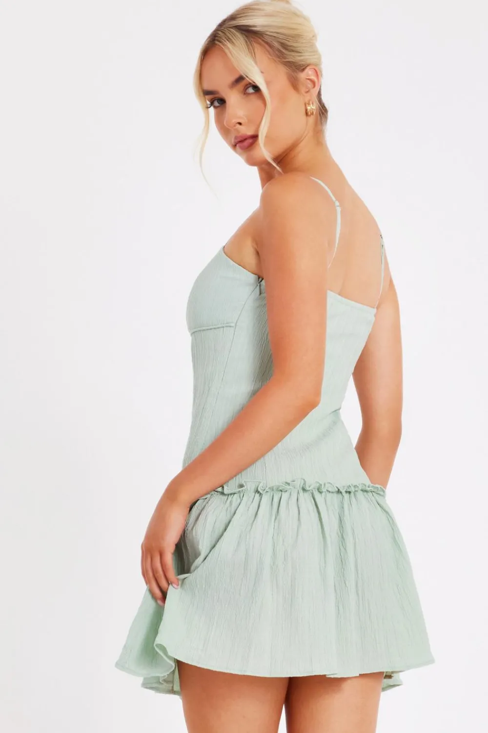 Quiz Summer Clothes|Holiday>Sage Frill Mini Dress