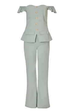 Quiz Occasion Jumpsuits|Going Out Jumpsuits>Frill Sleeve Jumpsuit