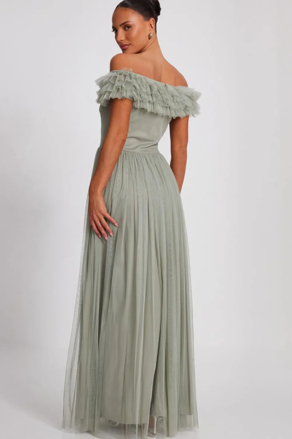 Quiz Prom Dresses|Prom & Ball>Sage Mesh Bardot Maxi Dress