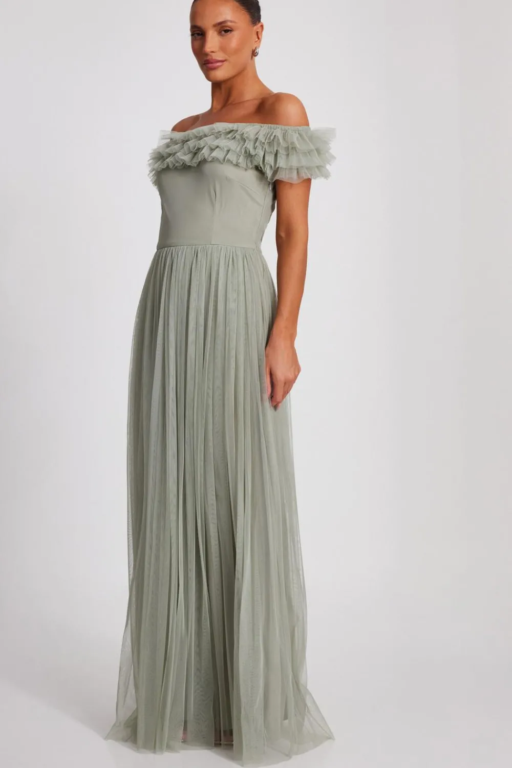 Quiz Prom Dresses|Prom & Ball>Sage Mesh Bardot Maxi Dress