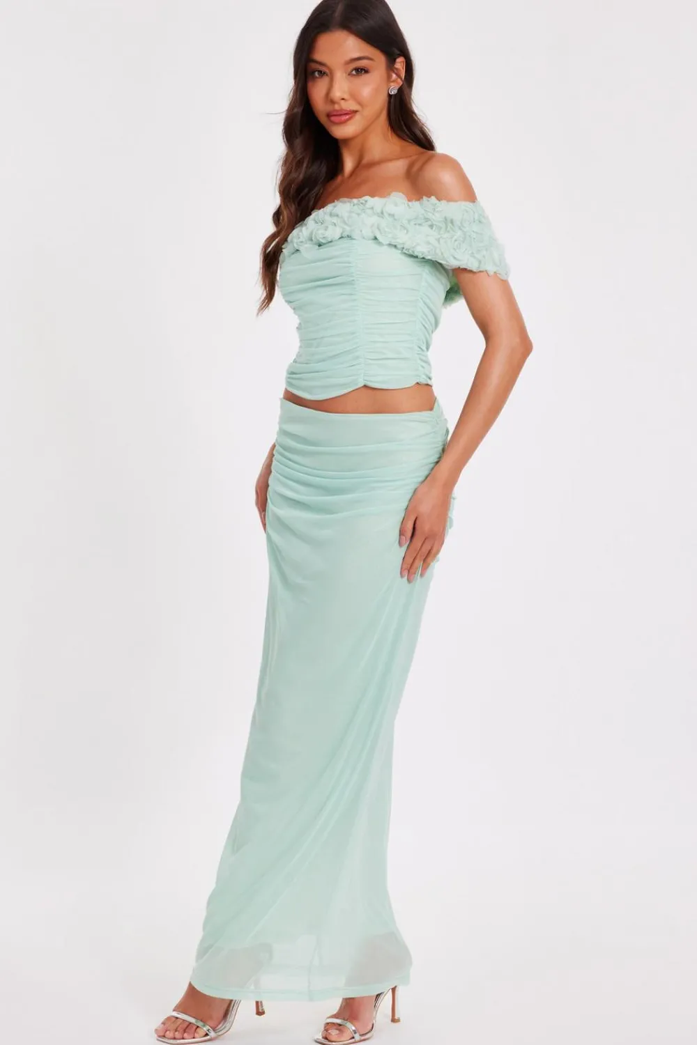 Quiz Day At The Races|Summer Clothes>Mesh Ruched Midaxi Skirt