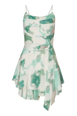 Quiz Playsuits|Summer Clothes>Sage Satin Marble Print Playsuit