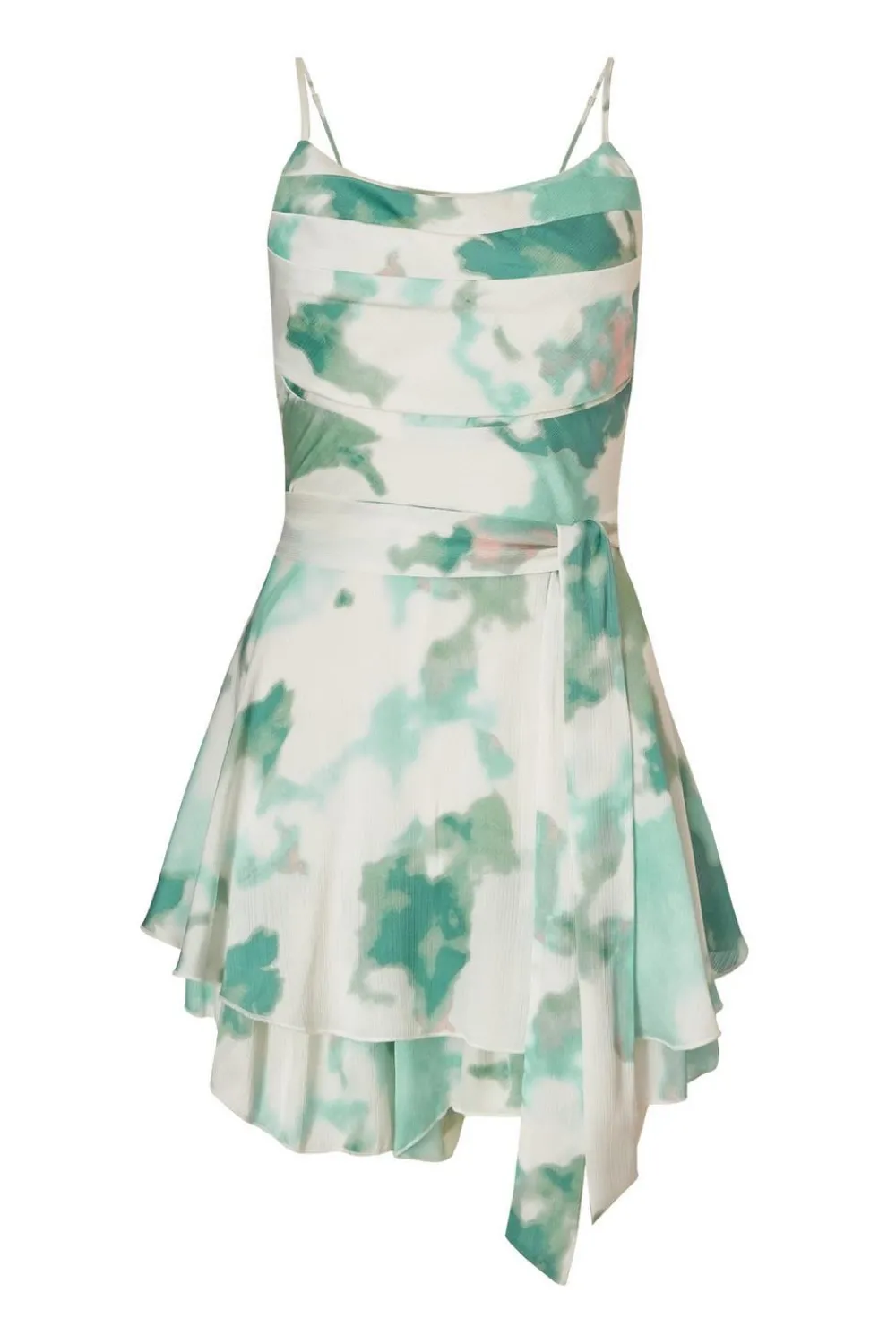 Quiz Playsuits|Summer Clothes>Sage Satin Marble Print Playsuit