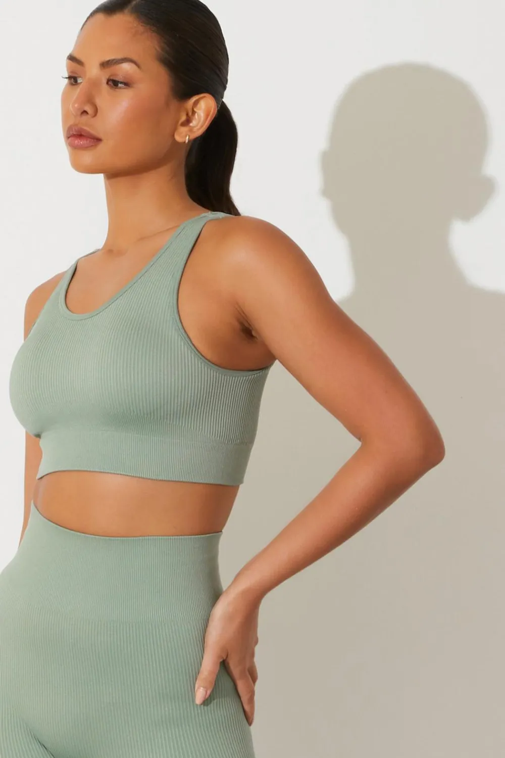 Quiz Crop Tops|Tops>Sage Seamless Strappy Crop Top