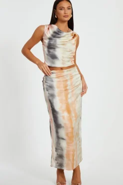Quiz Summer Clothes|Skirts>Satin Marble Print Maxi Skirt