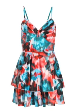 Quiz Playsuits|Playsuits>Satin Smudge Print Playsuit
